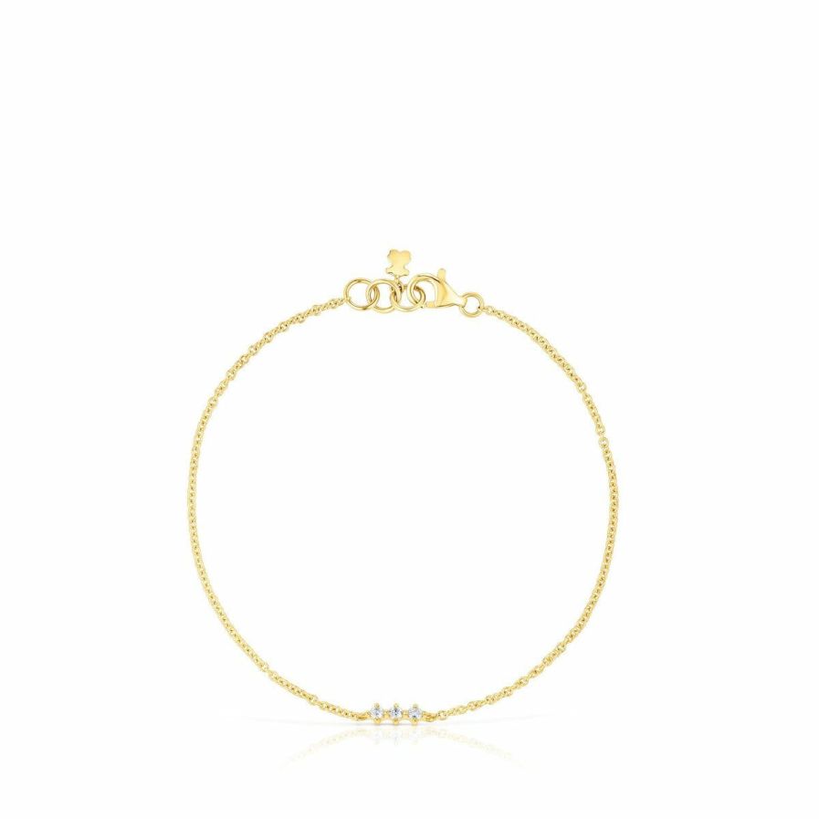 Bijoux TOUS  | Bracelet Les Classiques Barrette En Or Et Diamants